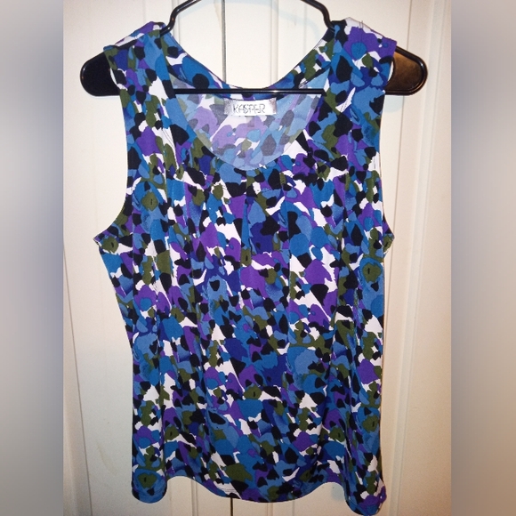 Kasper Blue/Purple Multicolor Sleeveless Blouse size Large - Picture 1 of 8